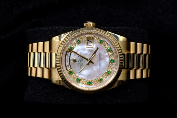 ROLEX DAY-DATE PRESIDENT 36MM 18K YELLOW GOLD MOTHER OF PEARL