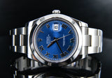 Rolex Datejust II 41mm Stainless Steel Azure Blue Roman Ref 116300