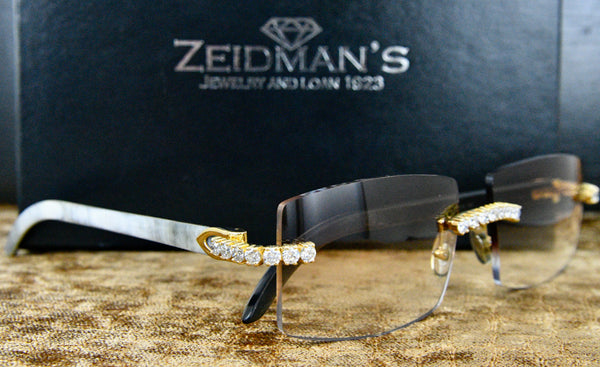 Cartier white Natural Horn Glasses with 4.20 TCW Natural Diamonds