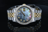 Rolex Datejust 36mm 18k Gold & Steel w/ Black Mother of Pearl Diamond Dial 1601