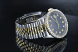 Rolex Datejust 36mm 18k Gold & Steel w/ Black Mother of Pearl Diamond Dial 1601