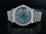 Rolex Datejust 36mm 18k Gold & Steel w/ Blue Mother of Pearl Diamond Dial 16233
