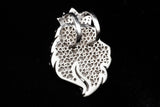 10K WHITE GOLD 2.80 CTW DIAMOND CROWNED LION HEAD PENDANT