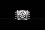 PLATINUM 2.60 CTW MEN'S ROUND & PRINCESS CUT DIAMOND RING