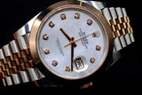 ROLEX DATEJUST 41MM TWO-TONE OYSTERSTEEL & 18K EVEROSE GOLD WHITE MOTHER-OF-PEARL DIAMOND DIAL SMOOTH BEZEL JUBILEE 126301