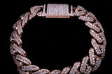 14K ROSE GOLD 10.00 CTW DIAMOND CUBAN LINK BRACELET 8"