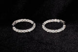 14K WHITE GOLD 4.68 CTW ROUND DIAMOND INSIDE-OUT HOOP EARRINGS 1"
