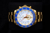 ROLEX YACHT-MASTER II 44MM 18K YELLOW GOLD WHITE DIAL BLUE CERACHROM BEZEL OYSTER BRACELET 116688