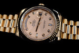 ROLEX DAY-DATE PRESIDENT 41MM 18K EVEROSE GOLD PINK DIAMOND DIAL FLUTED BEZEL 218235