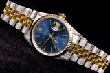 ROLEX DATEJUST 36MM 18K YELLOW GOLD & STEEL BLUE INDEX DIAL JUBILEE 16233