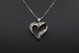 10K WHITE GOLD 0.25 CTW DIAMOND HEART PENDANT & BOX CHAIN NECKLACE 20"