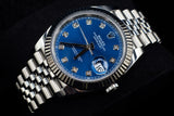 ROLEX DATEJUST 41MM STAINLESS STEEL FACTORY BLUE DIAMOND DIAL FLUTED BEZEL JUBILEE 126334 2023