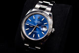 ROLEX DATEJUST II 41MM STAINLESS STEEL & 18K WHITE GOLD BLUE STICK DIAL FLUTED BEZEL OYSTER BRACELET 116334