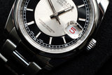 ROLEX DATEJUST 36MM STAINLESS STEEL BLACK & SILVER TUXEDO DIAL ROULETTE DATE SMOOTH BEZEL OYSTER BRACELET 116200