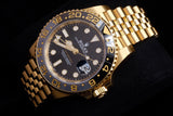 ROLEX GMT-MASTER II 40MM 18K YELLOW GOLD BLACK DIAL GREY & BLACK CERAMIC BEZEL ZOMBIE JUBILEE 126718GRNR