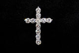 14K WHITE GOLD 3.90 CTW ROUND DIAMOND 11-STONE CROSS PENDANT