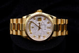 ROLEX DAY-DATE PRESIDENT 36MM 18K YELLOW GOLD METEORITE DIAMOND DIAL FLUTED BEZEL 118238