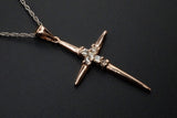 14K ROSE GOLD 0.23 CTW ROUND DIAMOND CROSS PENDANT