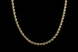 10K YELLOW GOLD HOLLOW ROPE CHAIN NECKLACE 24"