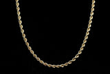 10K YELLOW GOLD HOLLOW ROPE CHAIN NECKLACE 24"