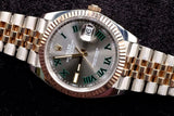 ROLEX DATEJUST 41MM 18K EVEROSE GOLD & STEEL WIMBLEDON SLATE ROMAN DIAL JUBILEE 126331