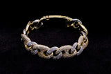 14K TWO-TONE GOLD 17.90 CTW PAVÉ DIAMOND FIGARO CUBAN LINK BRACELET 8.5"