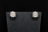 10K WHITE GOLD 0.42 CTW ROUND DIAMOND CLUSTER STUD EARRINGS