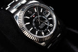 ROLEX SKY-DWELLER 42MM OYSTERSTEEL & 18K WHITE GOLD BLACK DIAL FLUTED BEZEL OYSTER BRACELET 326934