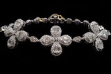 14K WHITE GOLD 4.25 CTW LADIES BAGUETTE & ROUND DIAMOND FLOWER BRACELET 7"