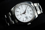 ROLEX DATEJUST 36MM OYSTERSTEEL & 18K WHITE GOLD WHITE STICK DIAL FLUTED BEZEL OYSTER BRACELET 116234