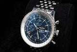 BREITLING NAVITIMER WORLD 46MM STAINLESS STEEL BLUE DIAL GMT CHRONOGRAPH A24322