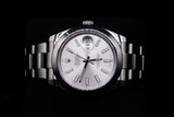 ROLEX DATEJUST II 41MM STAINLESS STEEL SILVER STICK DIAL SMOOTH BEZEL OYSTER BRACELET 116300