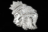 10K WHITE GOLD 2.80 CTW DIAMOND CROWNED LION HEAD PENDANT