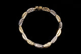 14K TWO-TONE GOLD 3.75 CTW LADIES CHANNEL-SET ROUND DIAMOND BRACELET 7.75"