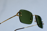 CARTIER SPLIT C CT0330S-005 RIMLESS SUNGLASSES 59MM GOLD-TONE GREEN FACTORY LENSES