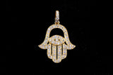 14K YELLOW GOLD 0.84 CTW DIAMOND HAMSA HAND PENDANT