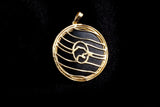 14K YELLOW GOLD 0.40 CTW DIAMOND & ONYX PANTHER PENDANT