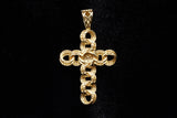 14K YELLOW GOLD 2.80 CTW DIAMOND OPEN PAVÉ LINK CROSS PENDANT