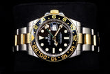 ROLEX GMT-MASTER II 40MM TWO-TONE STAINLESS STEEL & 18K YELLOW GOLD BLACK DIAL CERAMIC BEZEL OYSTER BRACELET 116713LN
