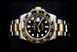 ROLEX GMT-MASTER II 40MM TWO-TONE STAINLESS STEEL & 18K YELLOW GOLD BLACK DIAL CERAMIC BEZEL OYSTER BRACELET 116713LN