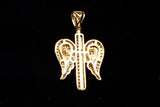 10K YELLOW GOLD 1.60 CTW DIAMOND CROSS WITH ANGEL WINGS PENDANT