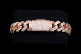 14K ROSE GOLD 13.25 CTW DIAMOND CUBAN LINK BRACELET 7.5"