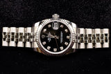 ROLEX DATEJUST 31MM STAINLESS STEEL BLACK DIAMOND DIAL JUBILEE 178274