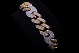 10K TWO-TONE GOLD 13.20 CTW PAVÉ DIAMOND CUBAN & GUCCI LINK BRACELET 8"