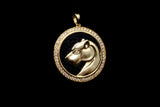 14K YELLOW GOLD 0.40 CTW DIAMOND & ONYX PANTHER PENDANT
