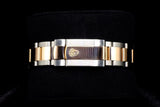 ROLEX DATEJUST 36MM TWO-TONE STAINLESS STEEL & 18K EVEROSE GOLD BLACK STICK DIAL ROULETTE DATE SMOOTH BEZEL OYSTER BRACELET 116201