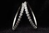 14K WHITE GOLD 5.00 CTW ROUND DIAMOND BEZEL SET HOOP EARRINGS 2"
