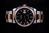 ROLEX DATEJUST 36MM TWO-TONE STAINLESS STEEL & 18K EVEROSE GOLD BLACK STICK DIAL ROULETTE DATE SMOOTH BEZEL OYSTER BRACELET 116201