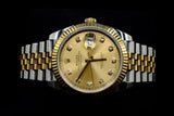 ROLEX DATEJUST 41MM TWO-TONE YELLOW GOLD STAINLESS STEEL FACTORY CHAMPAGNE DIAMOND DIAL FLUTED BEZEL JUBILEE 126333