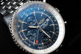 BREITLING NAVITIMER WORLD 46MM STAINLESS STEEL BLUE DIAL GMT CHRONOGRAPH A24322